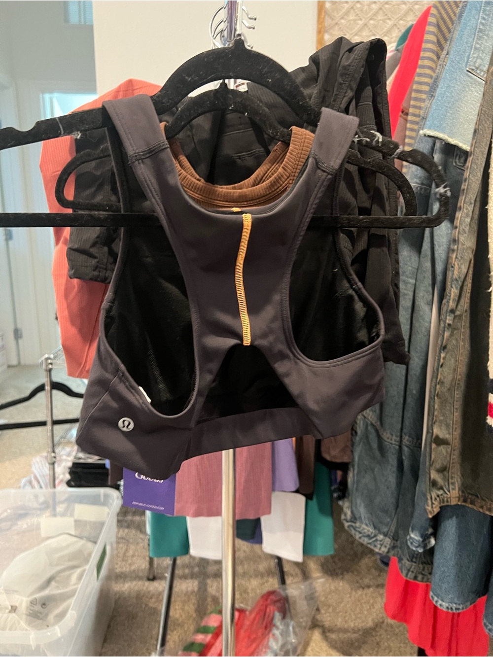 Lululemon Tough Train High Neck Bra, Black Orange Soda 10 - Picture 6 of 7